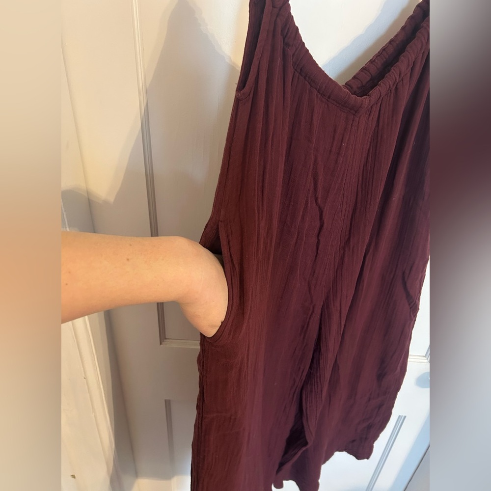 Free People Deep Red Textured Jumpsuit - Picture 3 of 7